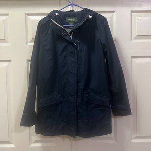 Eddie Bauer Women's Hooded Jacket Size Large Navy Blue Full Zip/ Snap
